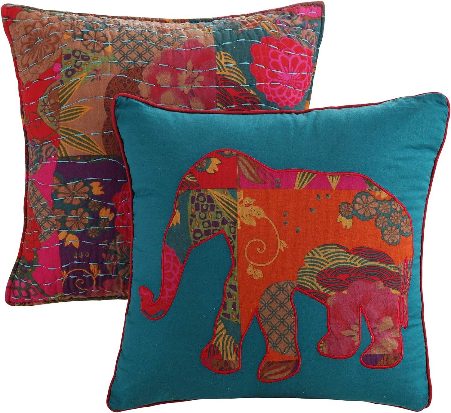 Greenland Home Fashions Jewel Boho Patchwork Print Quilt Set with Throw Pillows
