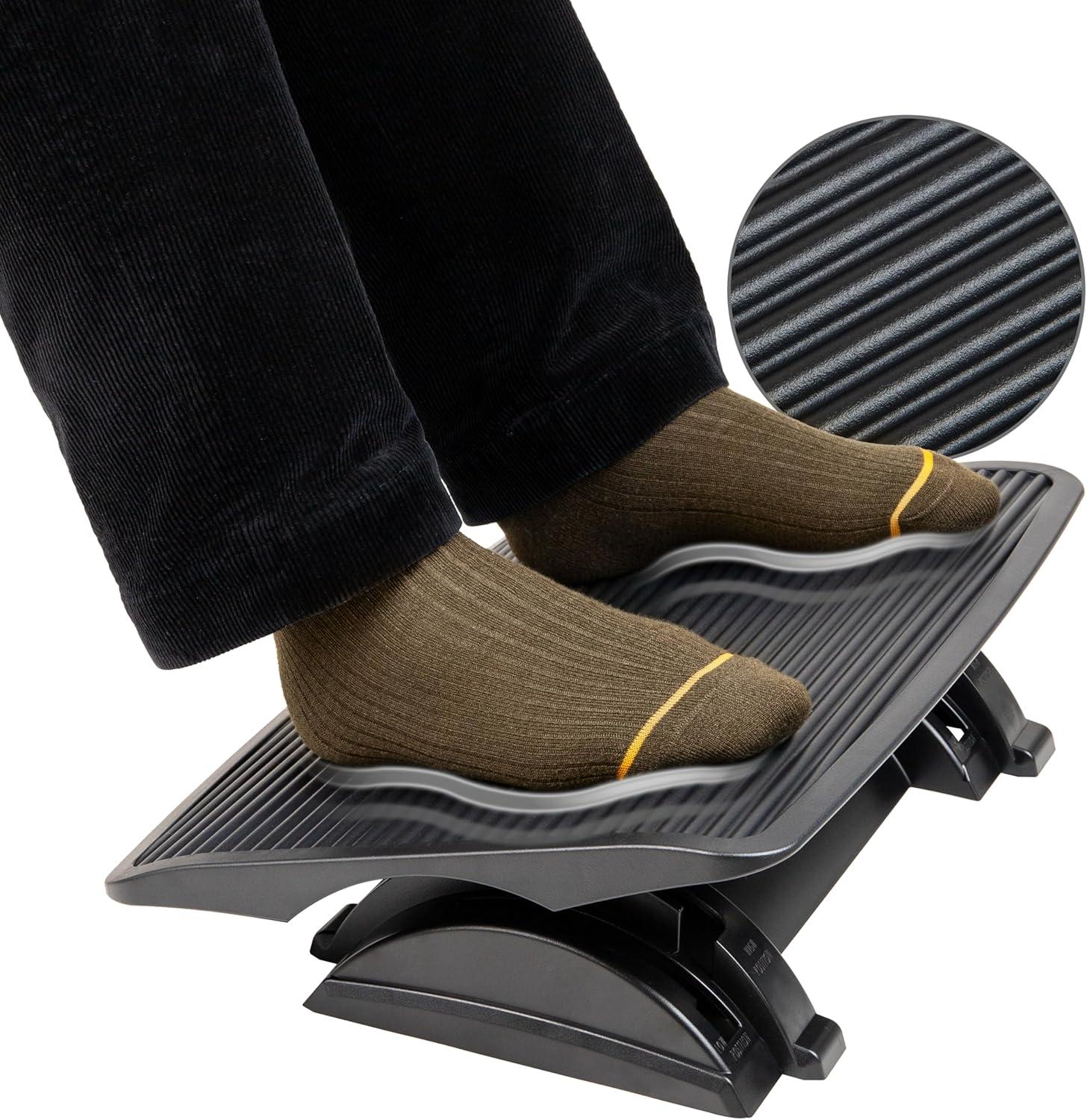 Mind Reader Foot Rest, Under Desk at Work, Ergonomic, Height Adjustable, Office, Plastic, 17.5"L x 13.5"W x 3.5"H