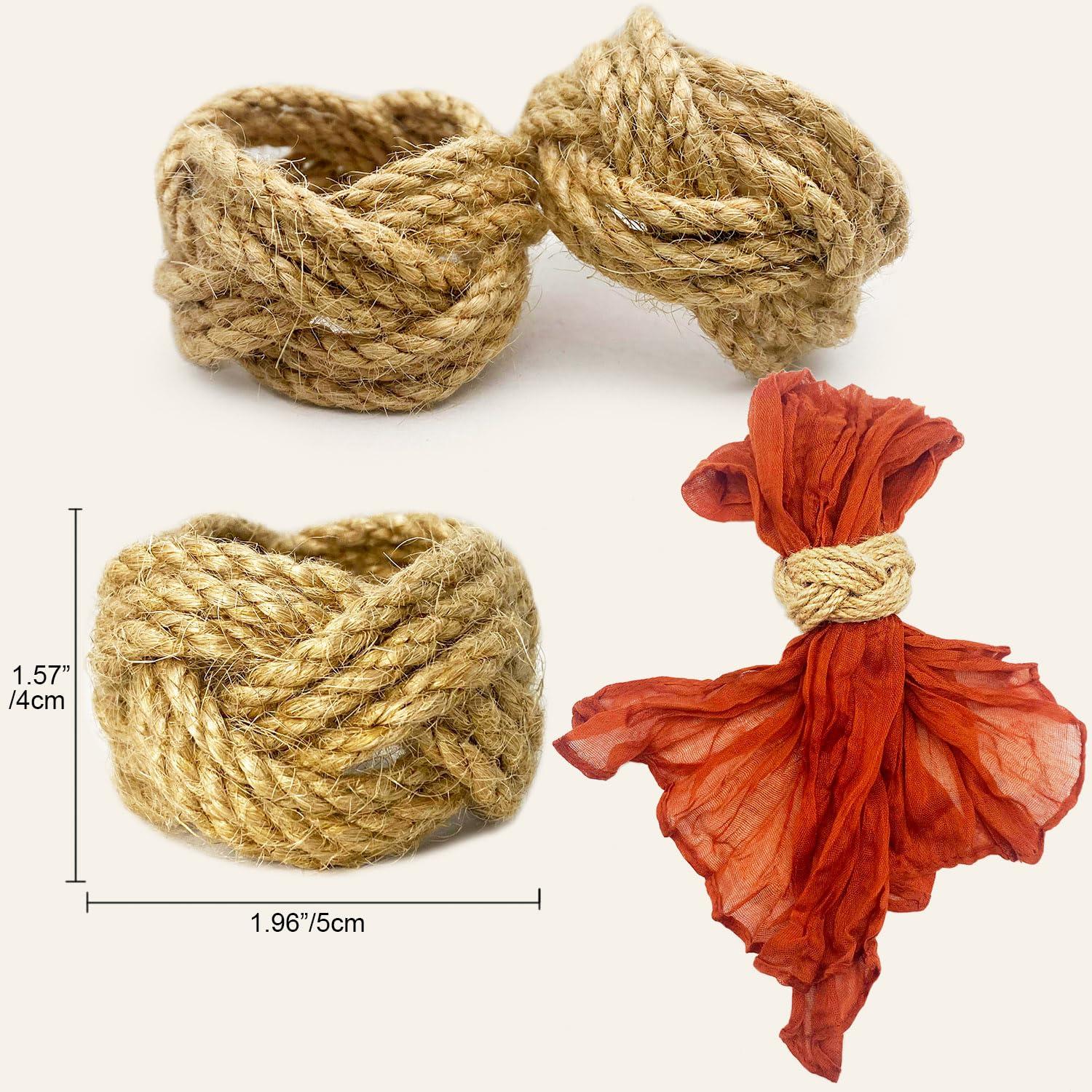 Woven Napkin Rings Set of 12 Farmhouse Napkin Rings Bulk Burlap Jute Napkin Rings for Dinning Table, Nautical Napkin Rings Table Decor for Party Gathering Banquet Wedding Birthday Natural