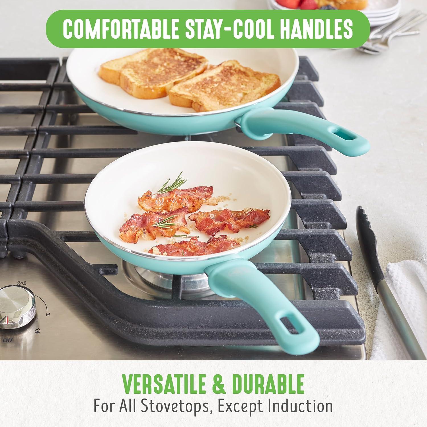 Turquoise Aluminum 16-Piece Nonstick Cookware Set with Glass Lids