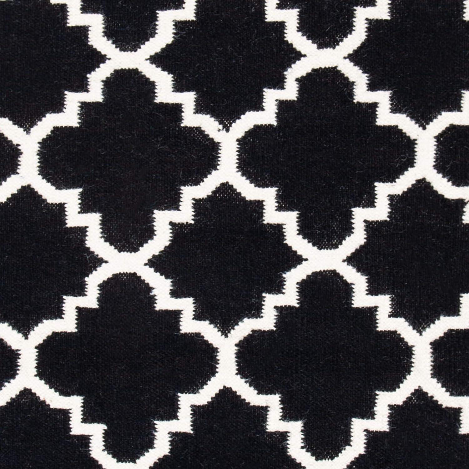 SAFAVIEH Alfombra de Área de Lana de Marruecos Geométrica Brad Negro / Marfil, 3' x 5'