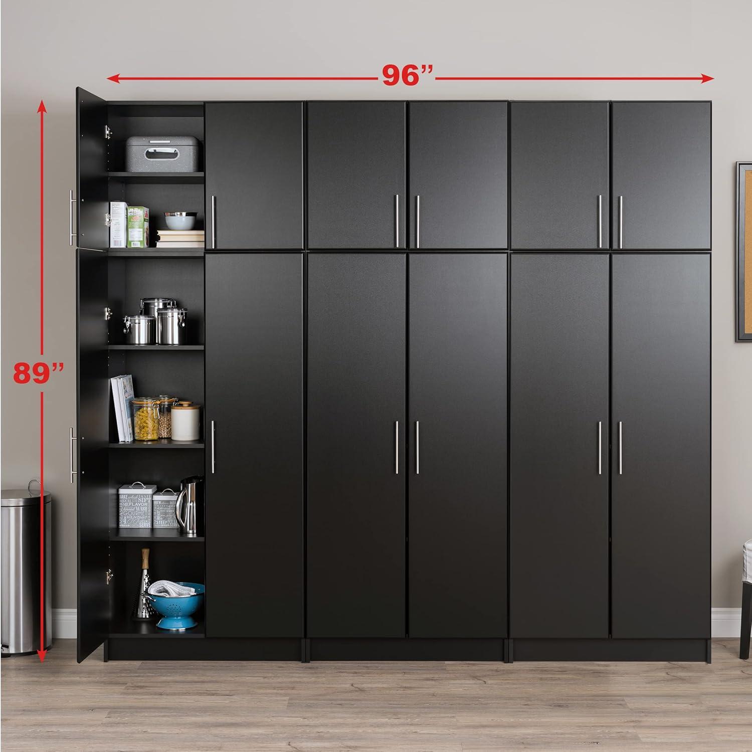 Elite 96" Black Laminated Composite Wood Storage Cabinet Set