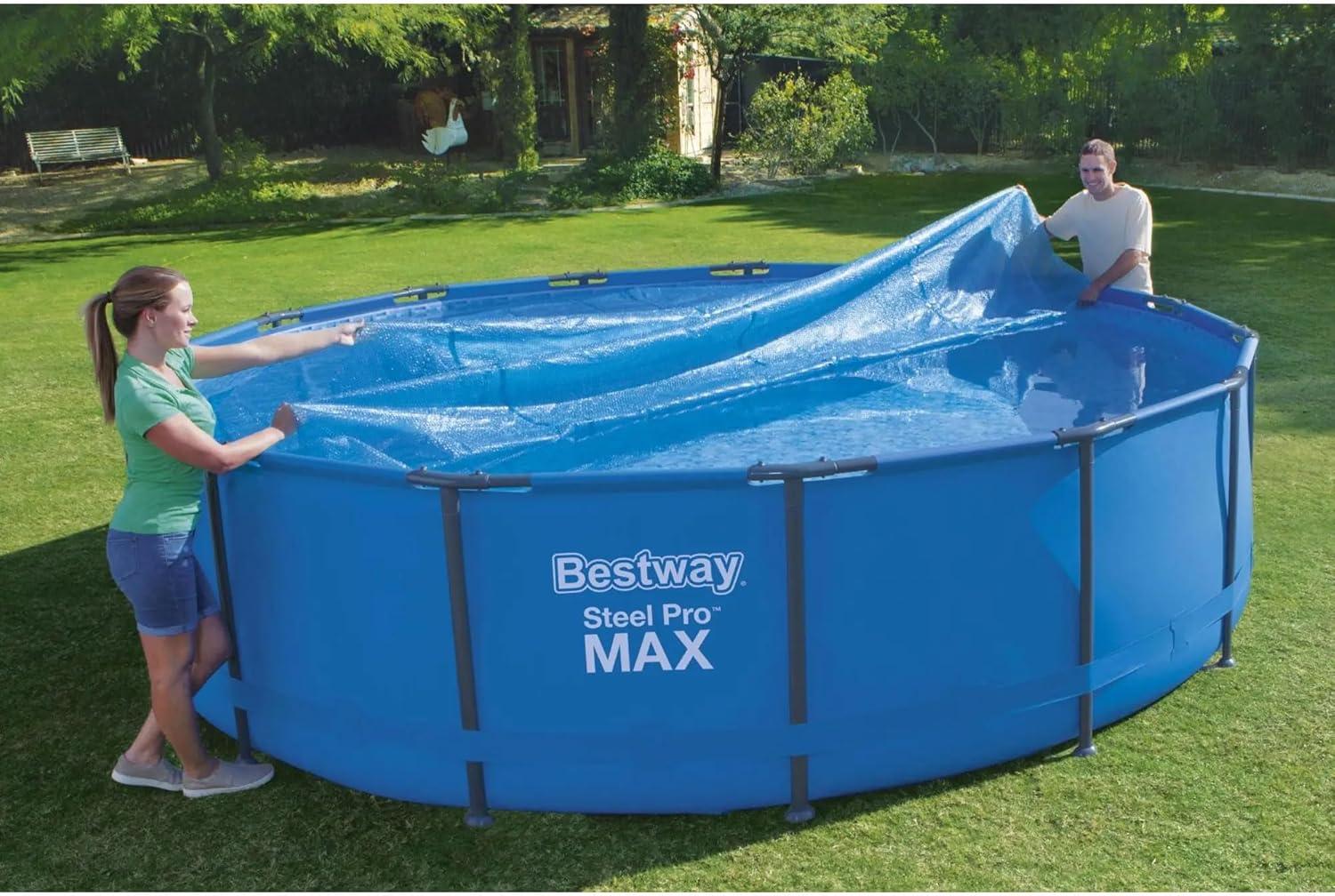 Bestway Flowclear 15 Feet Round Above Ground Solar Pool Cover Only for Pool Water Maintenance of Swimming Pools 16 Feet in Diameter, Blue