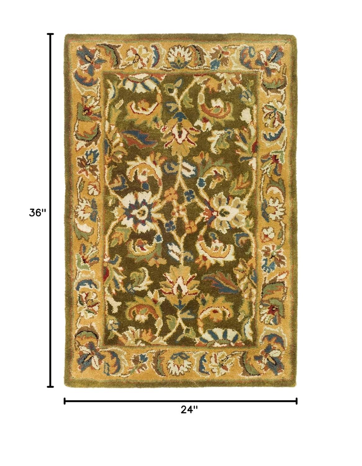 SAFAVIEH Classic Gloria Oriental Wool Area Rug, Olive/Camel, 2' x 3'