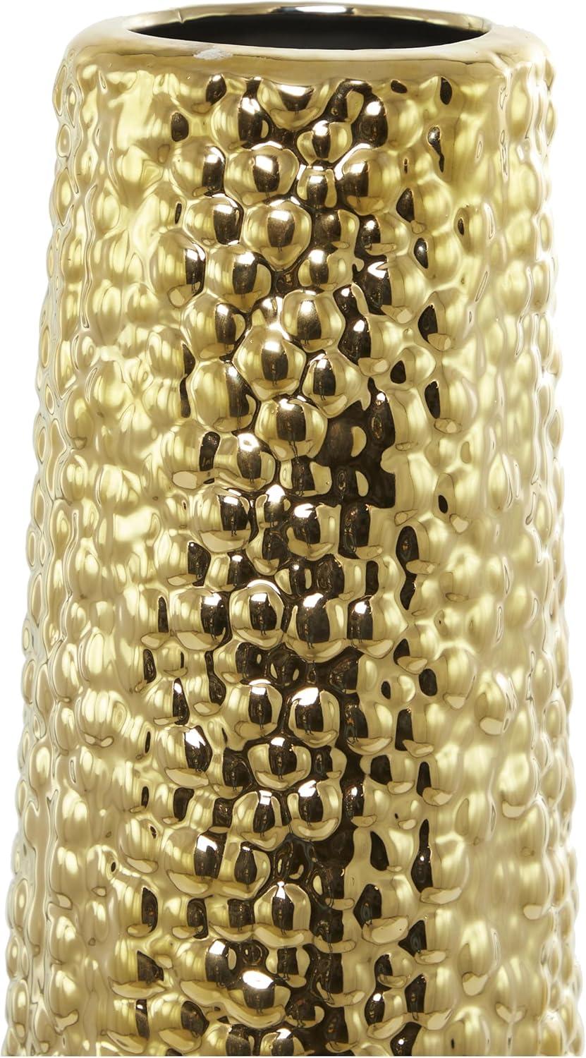 DecMode 25" Silver Ceramic Vase with Bubble Texture