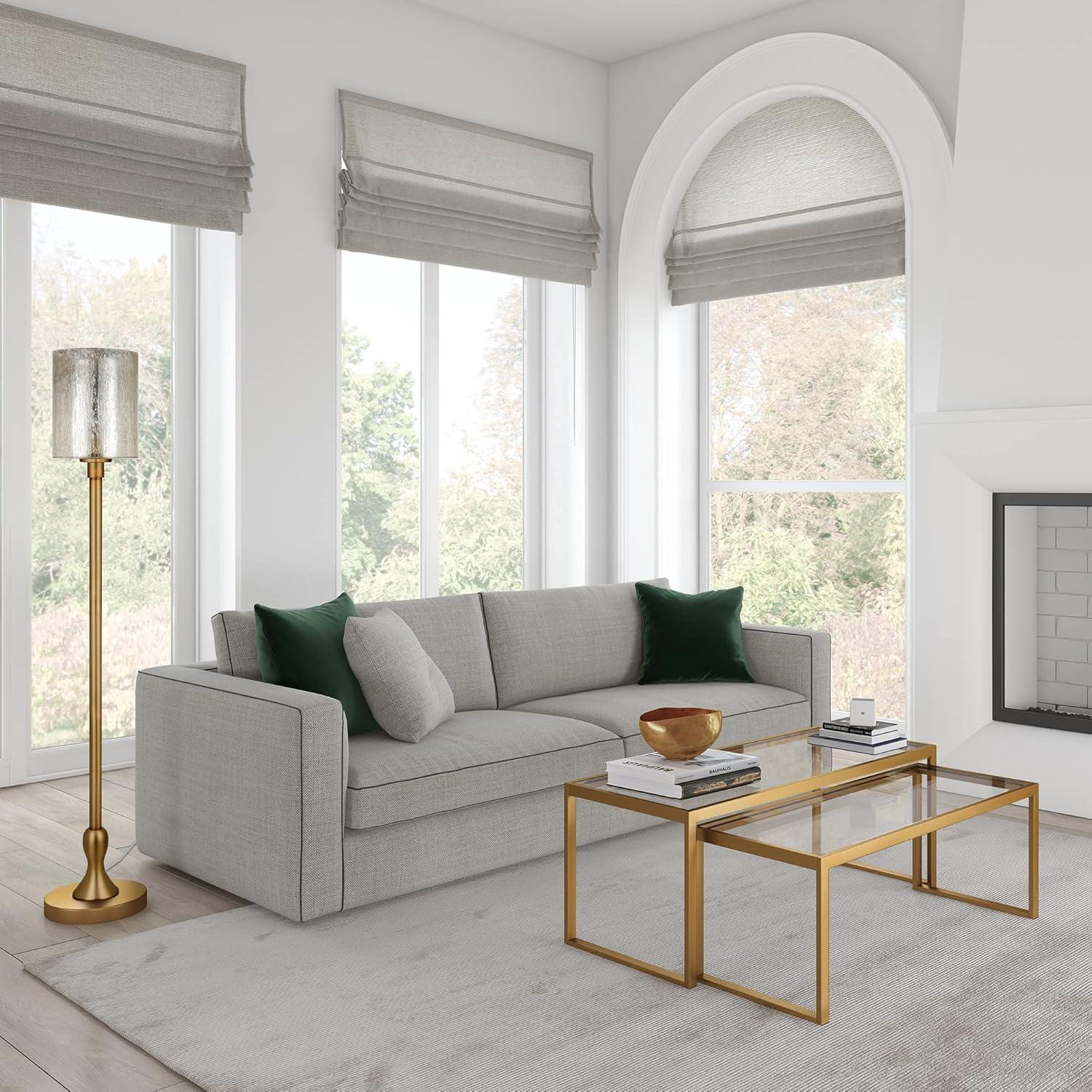 Numit 68.75" Tall Floor Lamp with Glass Shade in Brass/Mercury Glass