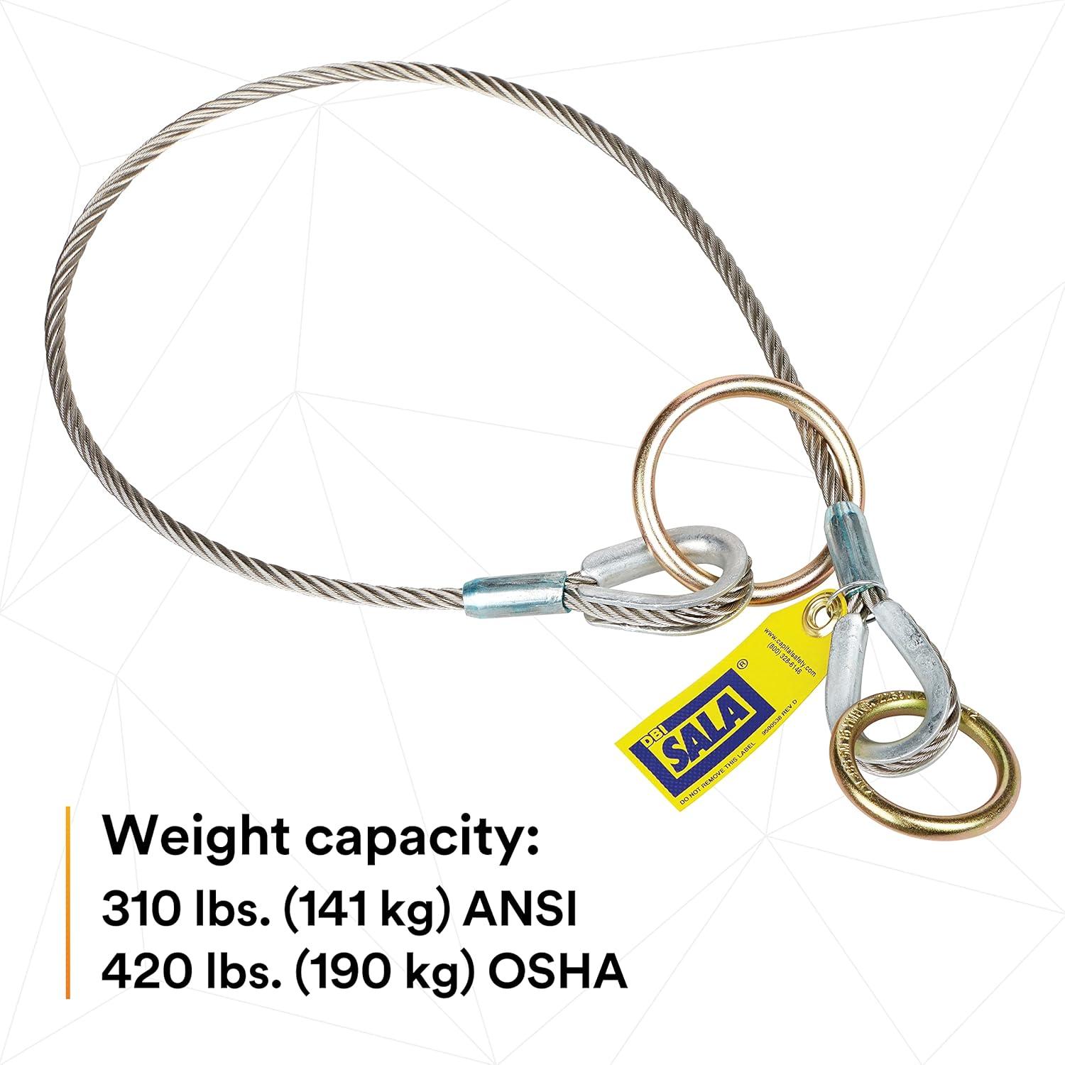 3M DBI-SALA 5900550 Anchorage Connector, 4' Cable Tie-Off Adaptor, Pass-Thru Type, Silver