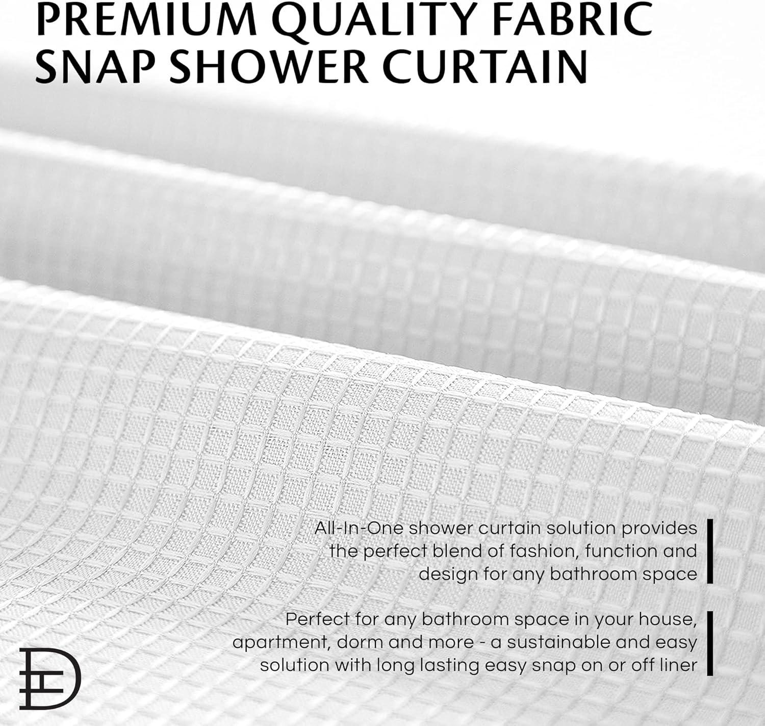 Dainty Home Complete Shower Curtain With Detachable Liner - White