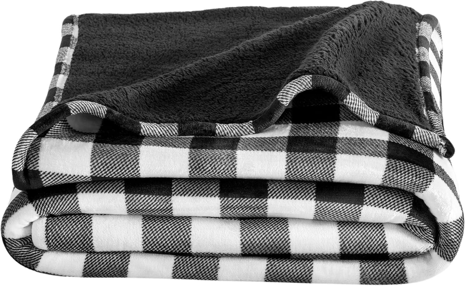 Bare Home Bare Home Printed Sherpa Fleece Blanket - Warm & Lightweight - Soft Plush Blanket - Reversible