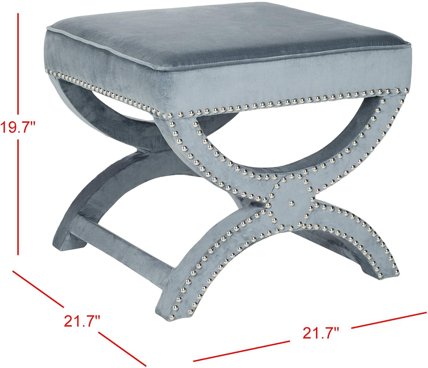 Mystic Ottoman with Silver Nail Heads - Plum - Safavieh