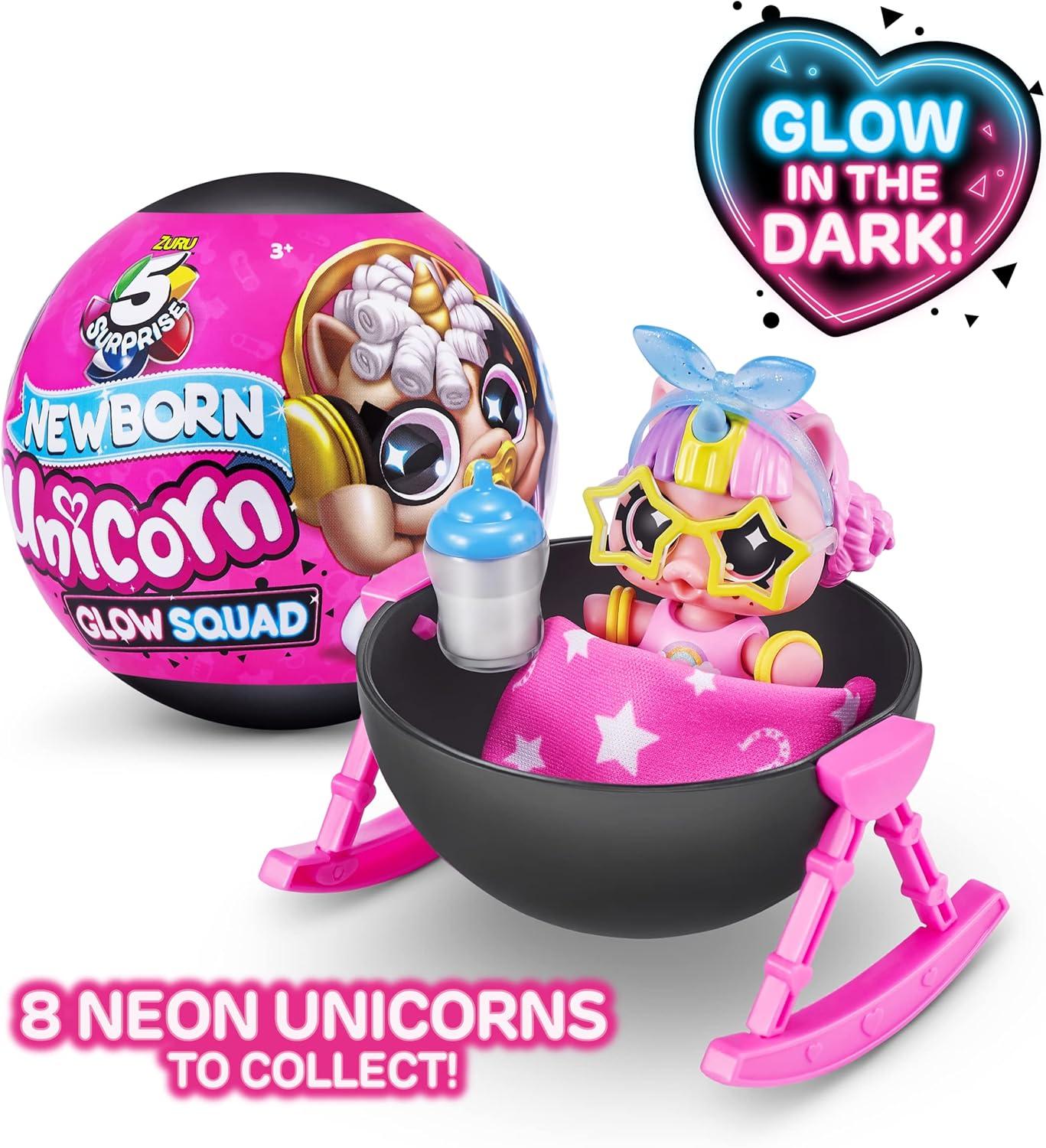 ZURU 5 Surprise Unicorn Squad Series 6 born Glow Squad Action Figure Set, 2 Pack