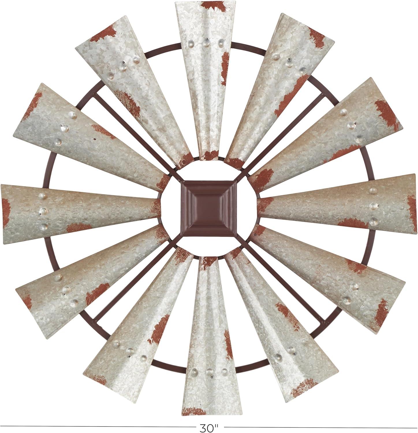 Millwood Pines Metal Indoor Outdoor Windmill Brown Wall Decor