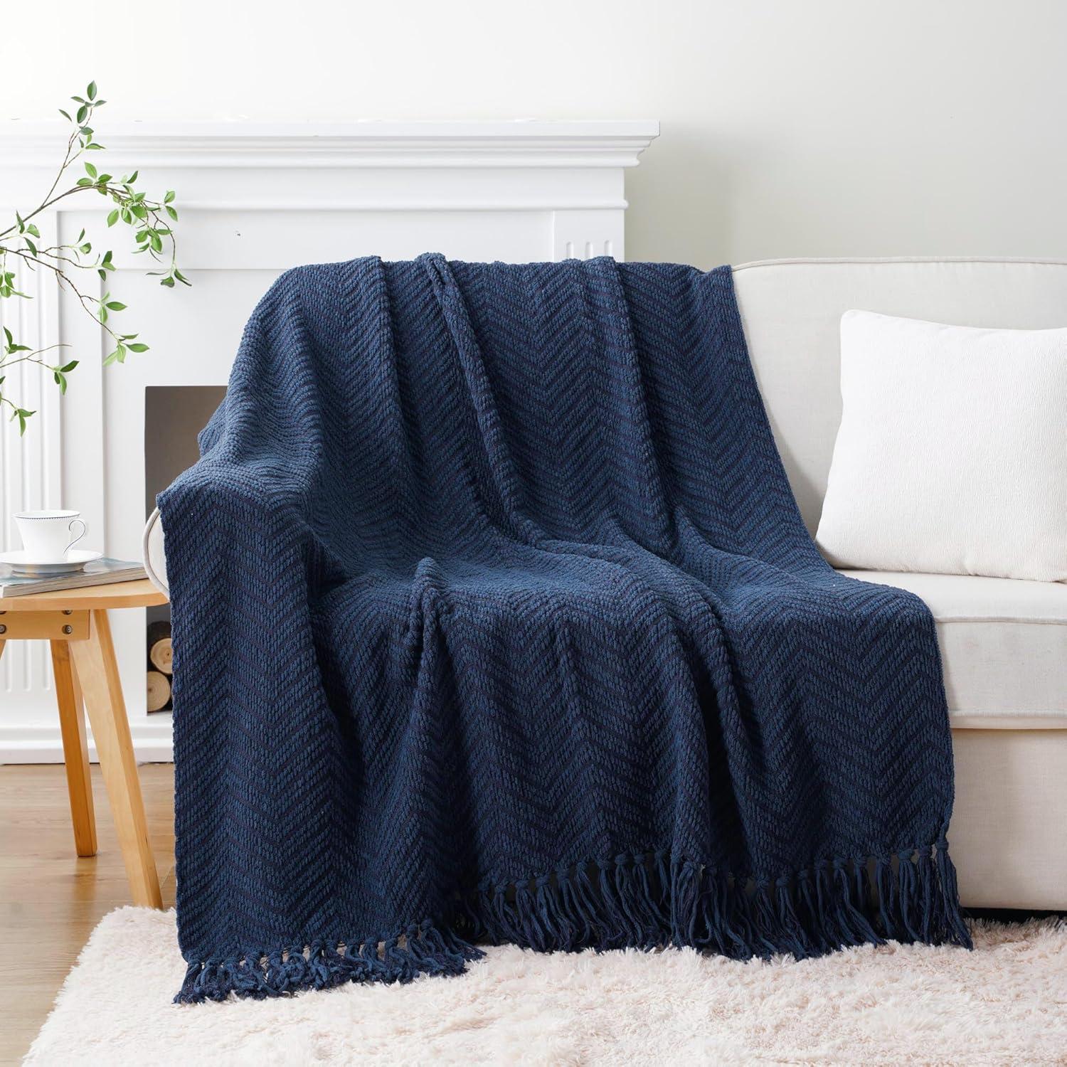 Battilo Home Throw Blanket for Couch, Super Soft Cozy Warm Throws for Twin Bed, Knit Woven Chenille Blanket Versatile for Sofa Bedroom Home Decor
