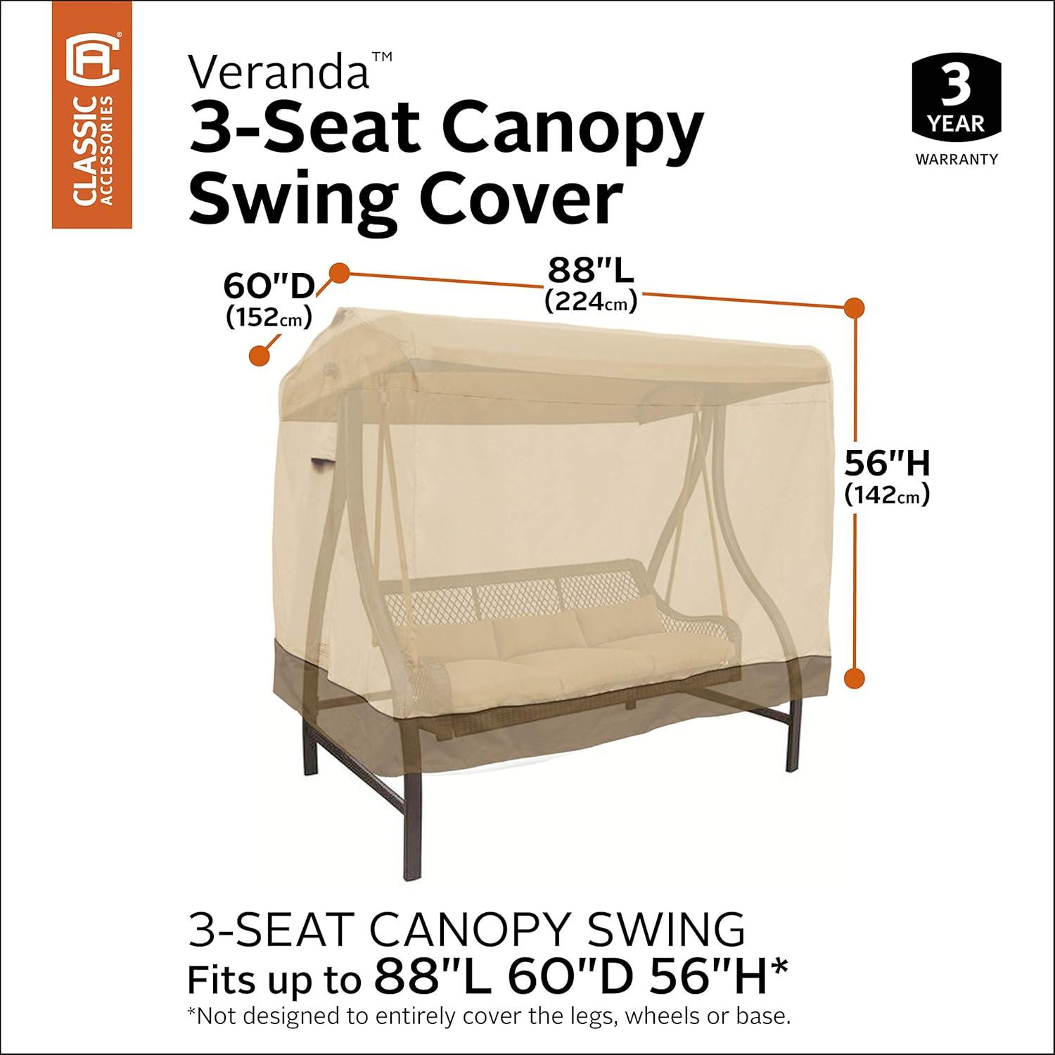 Classic Accessories Veranda Water-Resistant 88 Inch Canopy Swing Cover