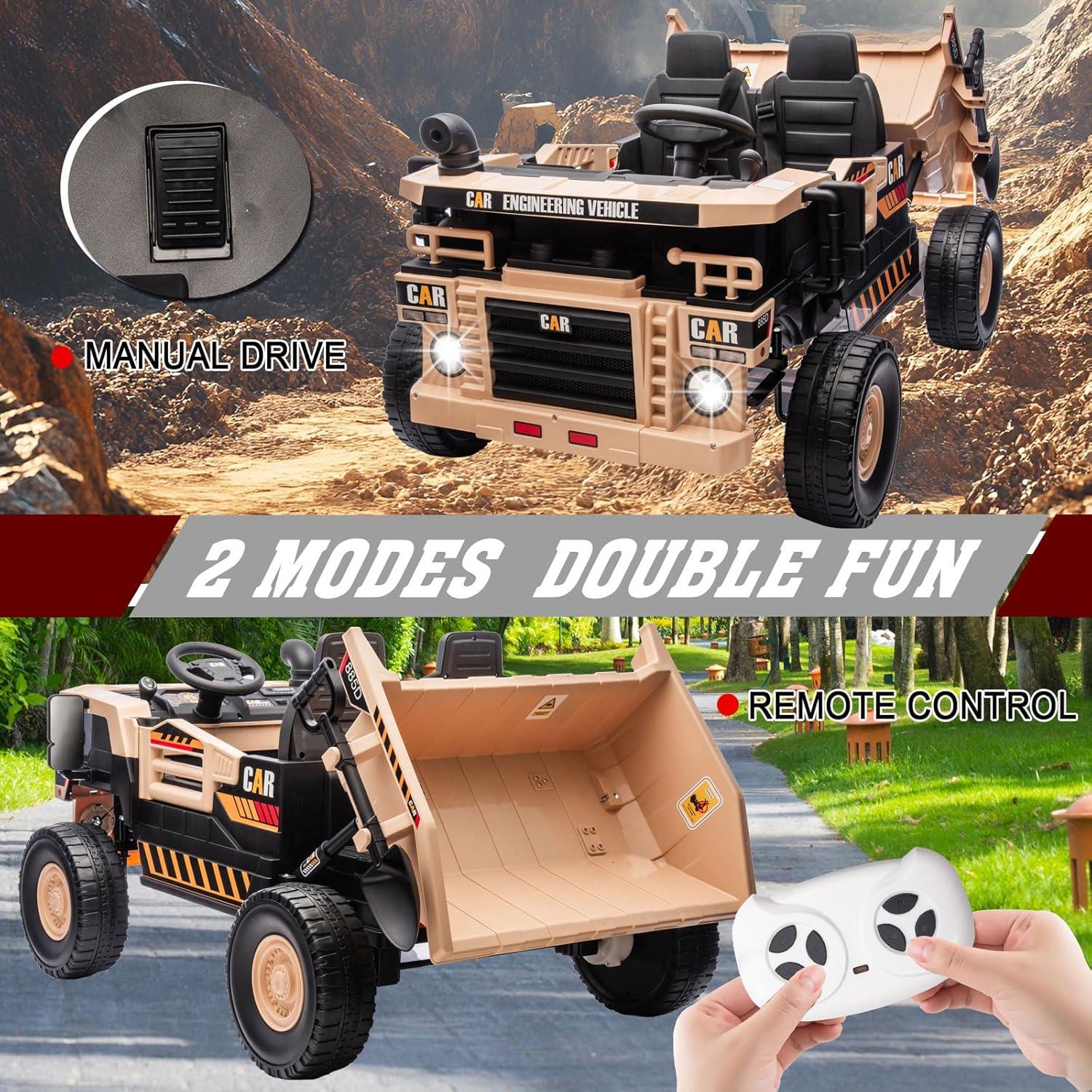 Himimi Delia Himimi 24 Voltage  Ride On Dump Truck, 2 Seater Kids UTV with Electric Dump Bed, Remote Control