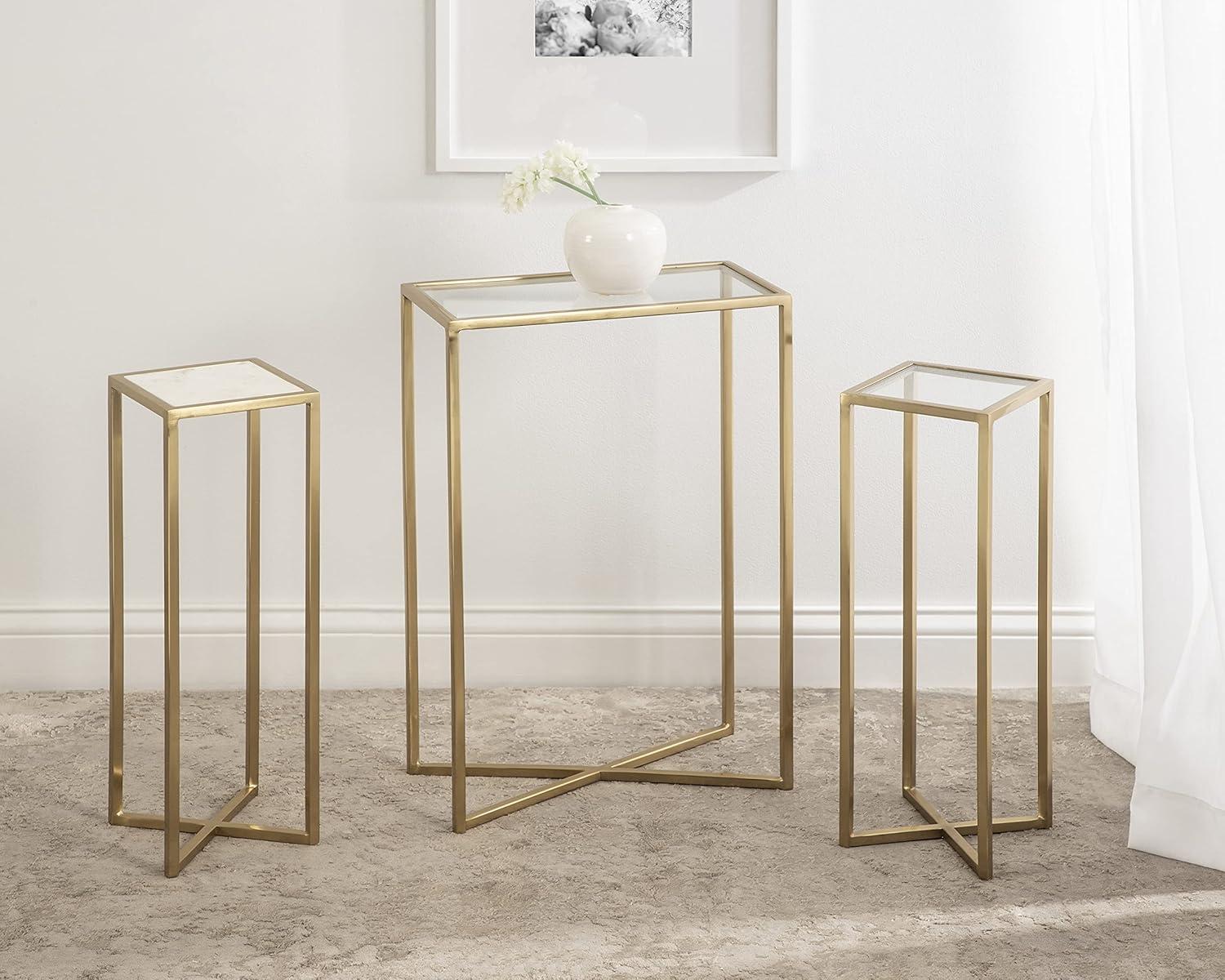 Kate and Laurel Jaspur Square Metal Drink Table, 7x7x21, Gold