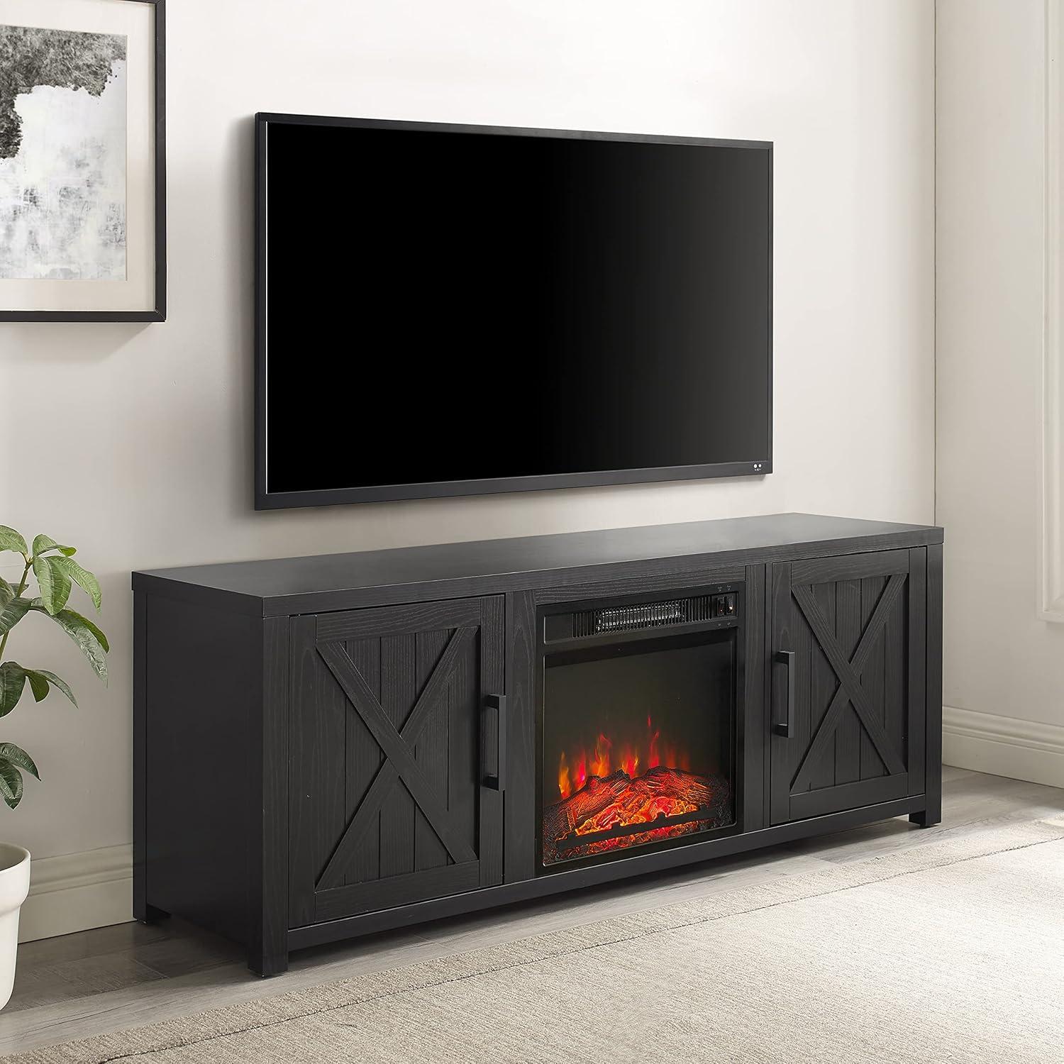 58" Gordon Low Profile TV Stand for TVs up to 65" with Fireplace Dark Walnut - Crosley