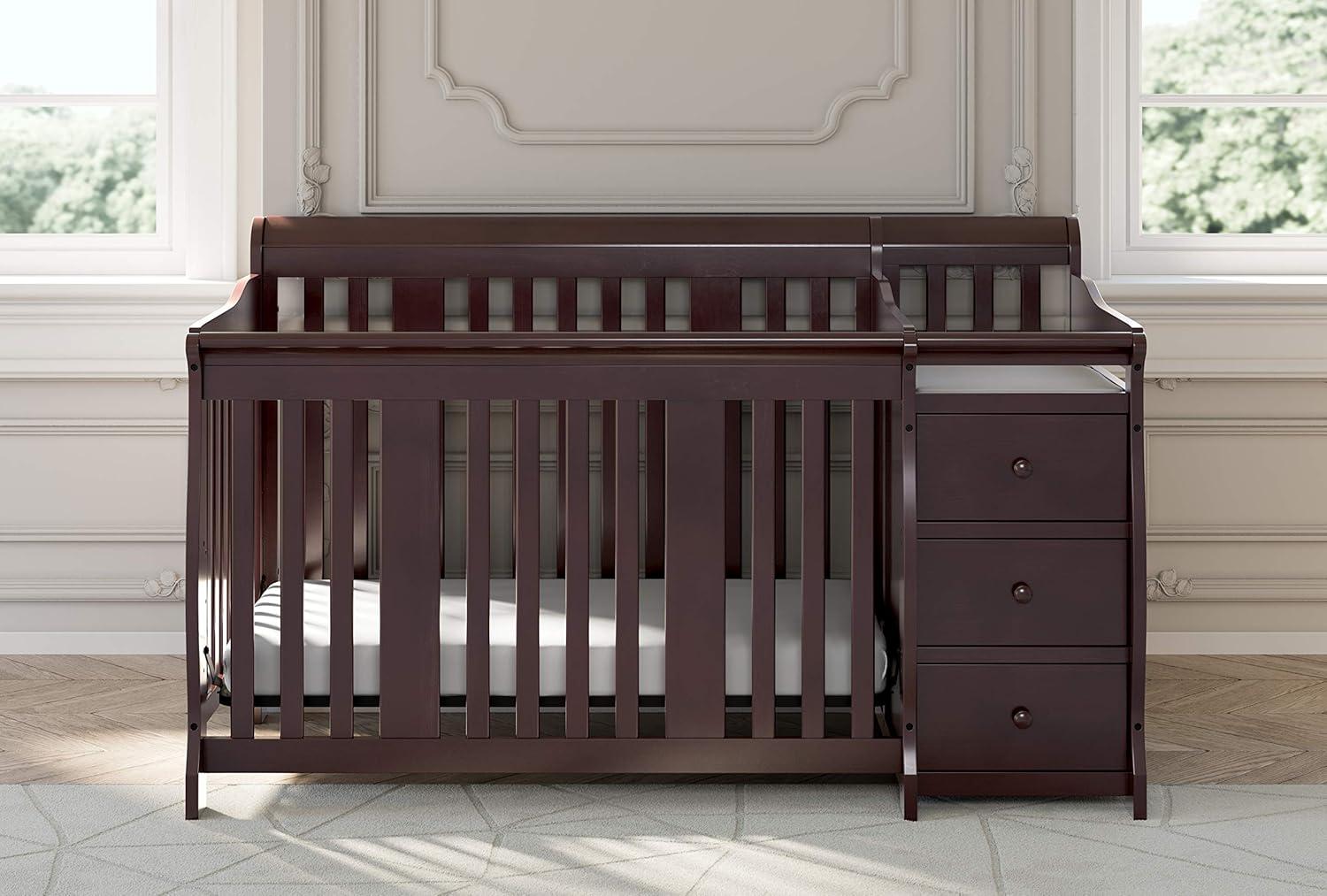 Storkcraft Portofino 5-in-1 Convertible Baby Crib and Changer, Espresso