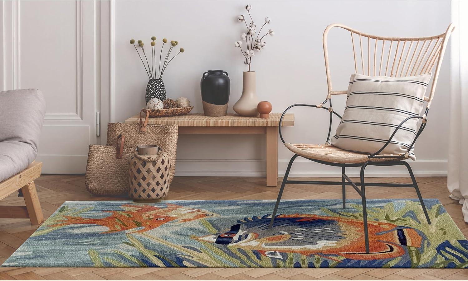 Liora Manne Ravella Tropical Fish Indoor/Outdoor Rug Ocean 3'6" x 5'6"