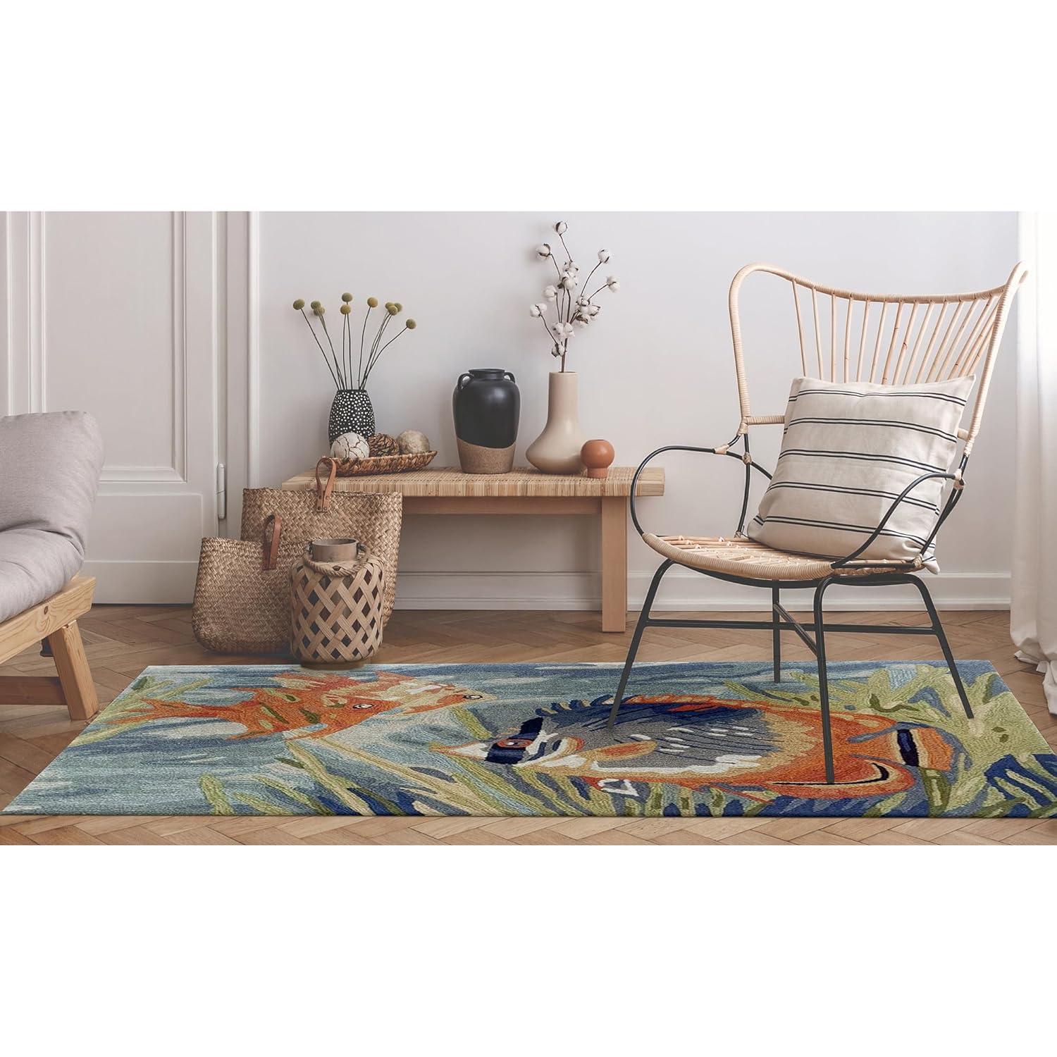 Liora Manne Ravella Tropical Fish Indoor/Outdoor Rug Ocean 3'6" x 5'6"
