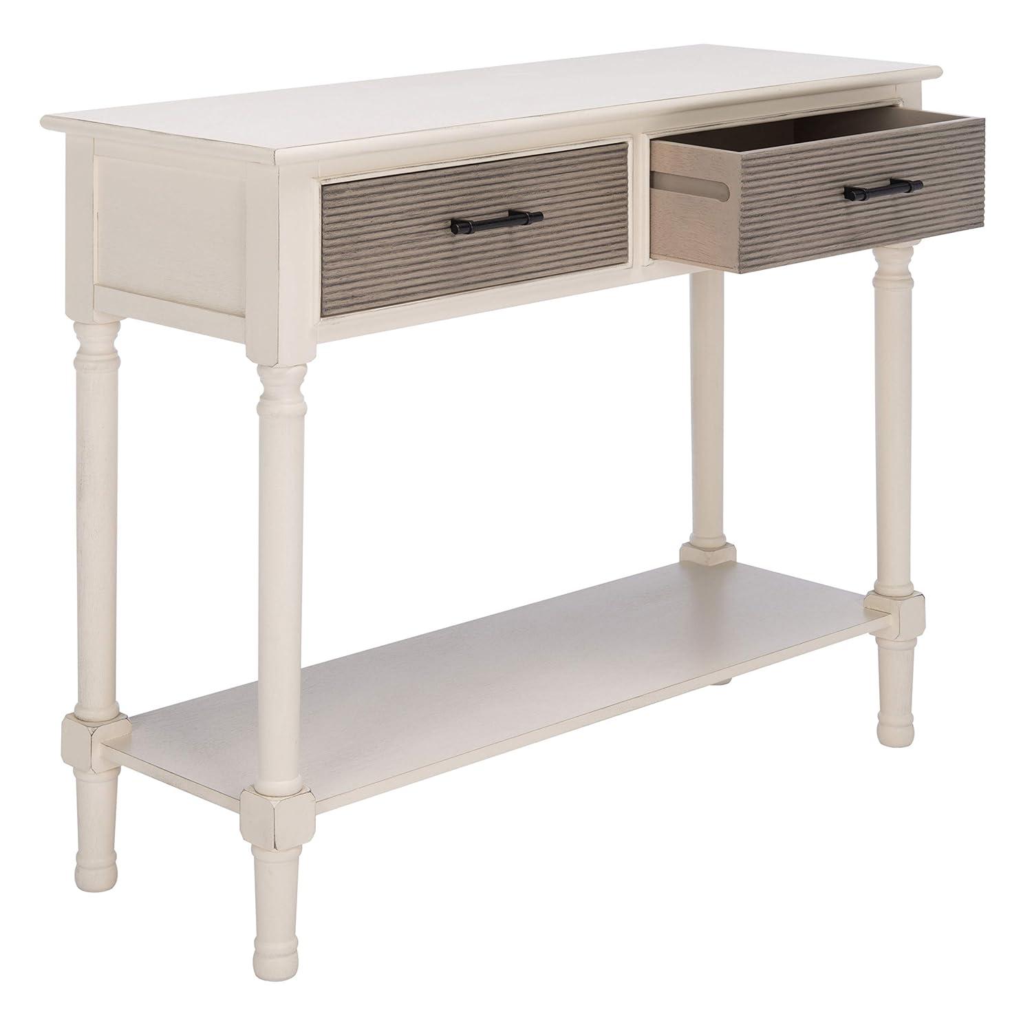 Ryder 2 Drawer Console Table - Distressed White/Greige - Safavieh