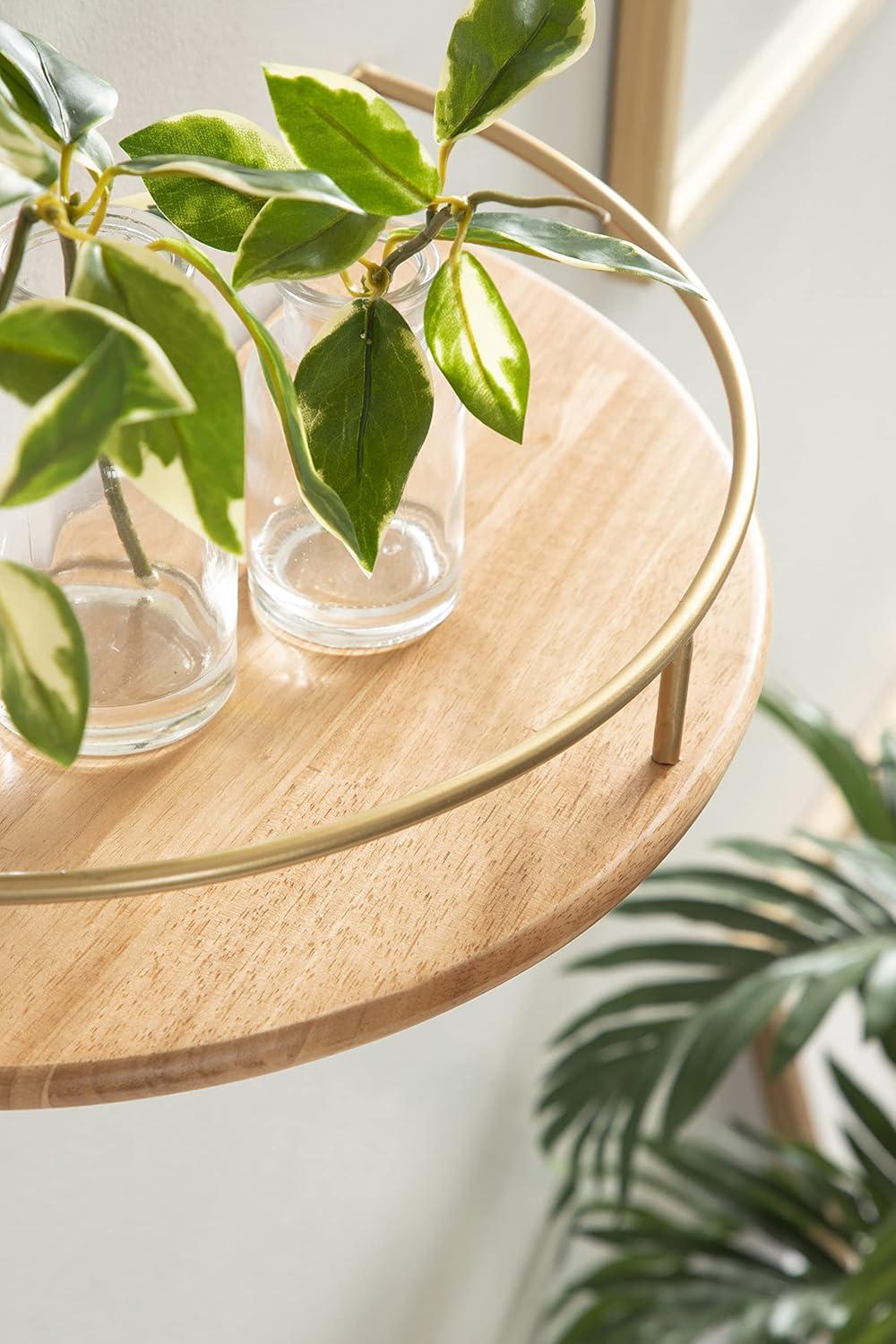 Kate and Laurel Camryn Half Circle Wood Floating Shelf, 2 Piece, Natural and Gold