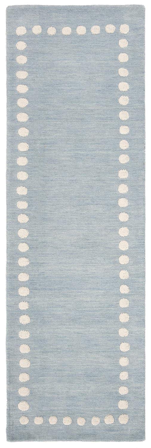 Safavieh Kids SFK802 Hand Loomed Indoor Runner Rug - Blue/Ivory - 2'6"x8' - Safavieh