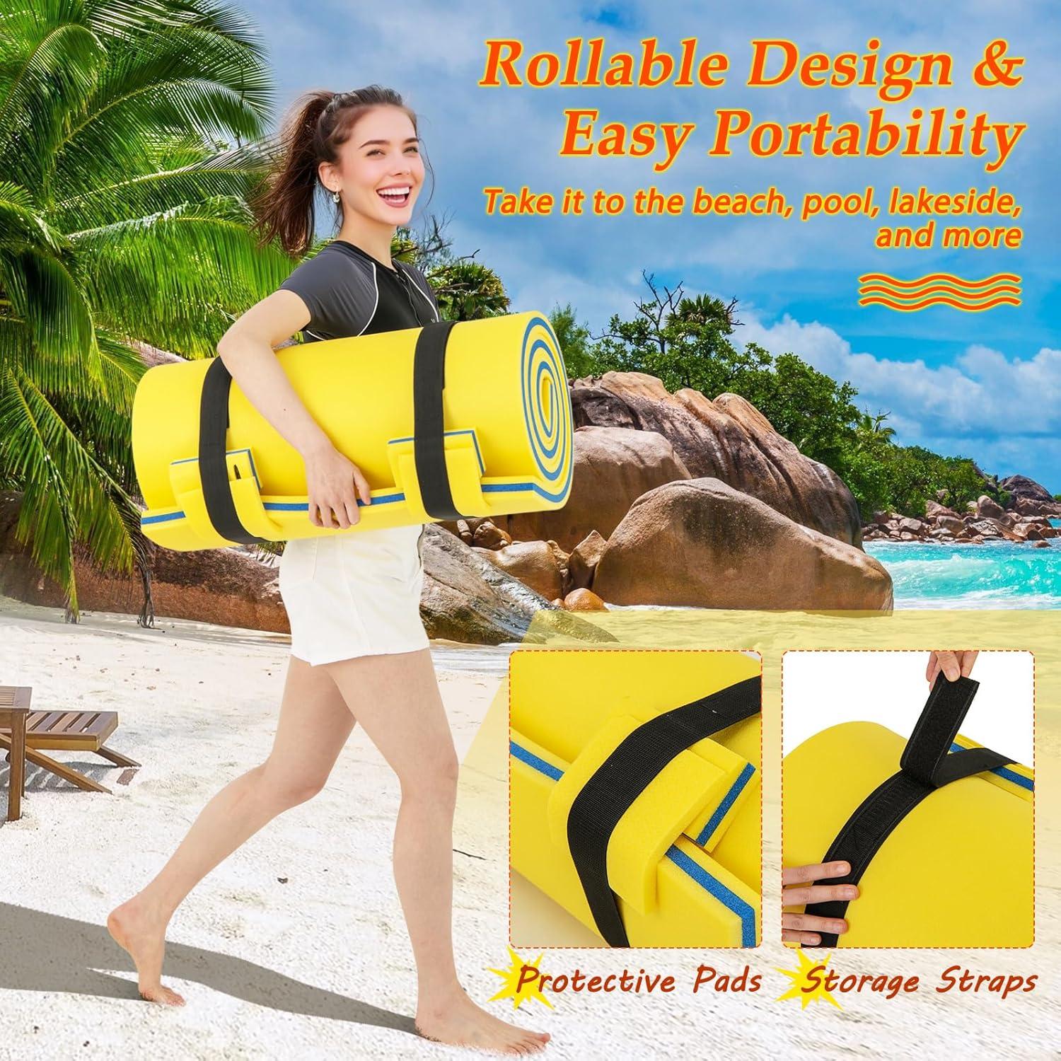 Costway 3-Layer Tear-Resistant Foam Floating Pad Island Water Sports Relaxing Yellow