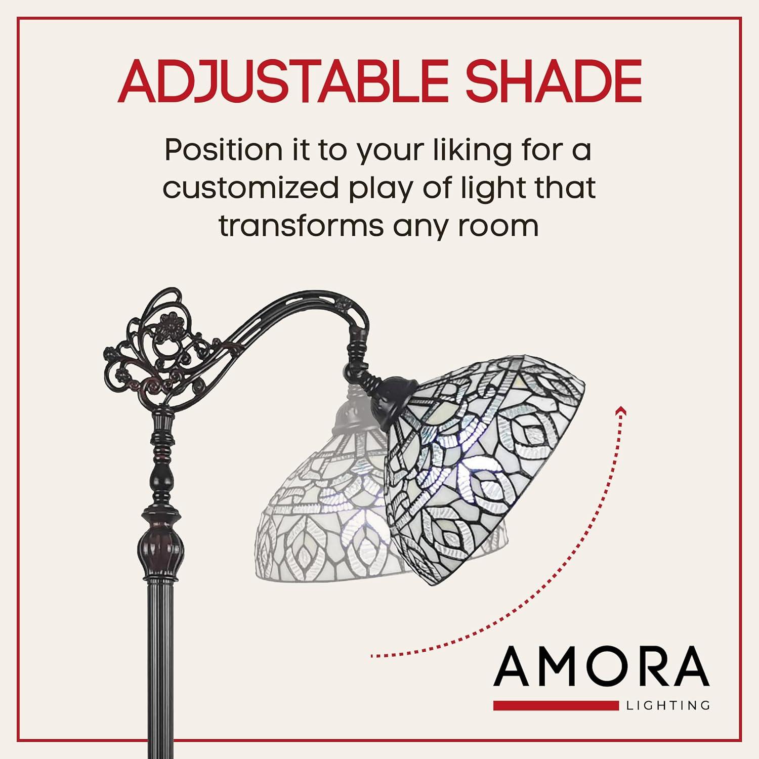 Amora Lighting  Tiffany Style Peacock Design Floor Reading Lamp