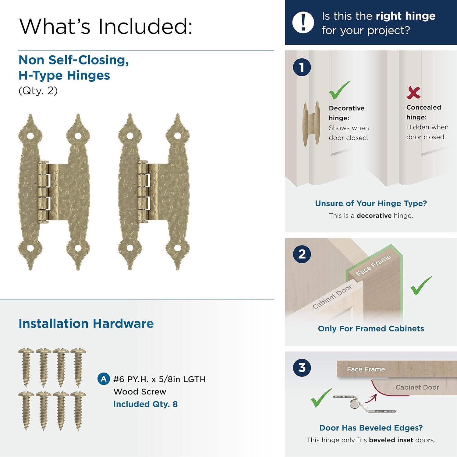 Amerock 3/8in (10mm) Offset Non-Self Closing Face Mount Golden Champagne Cabinet Hinge - 1 Pair