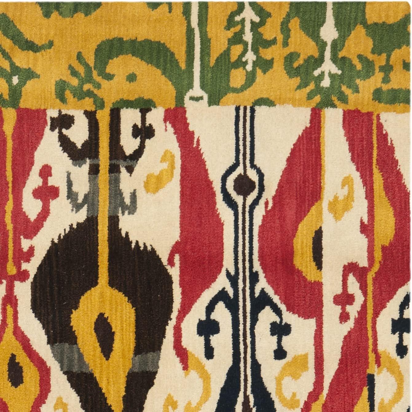 SAFAVIEH Ikat Betty Southwestern Wool Area Rug, Blue/Green, 8' x 10'