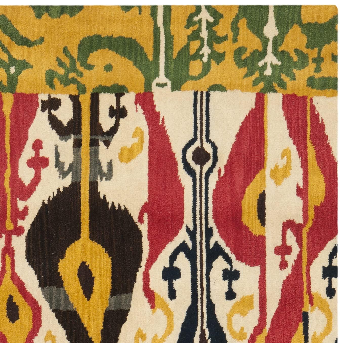 SAFAVIEH Ikat Betty Southwestern Wool Area Rug, Blue/Green, 8' x 10'
