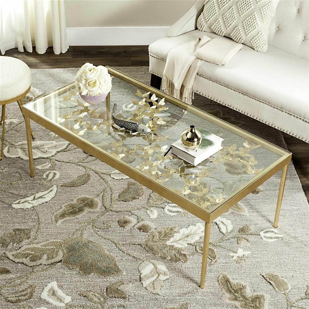 Rosalia Butterfly Coffee Table - Gold/Tempered Glass - Safavieh