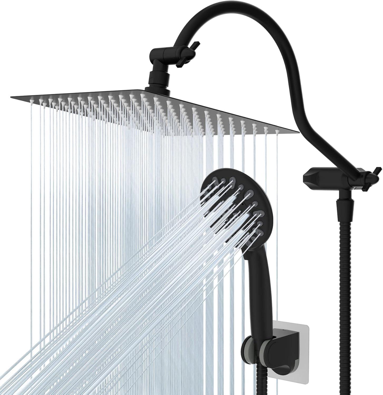 Matte Black 10'' High Pressure Rainfall Shower Head with Handheld Combo