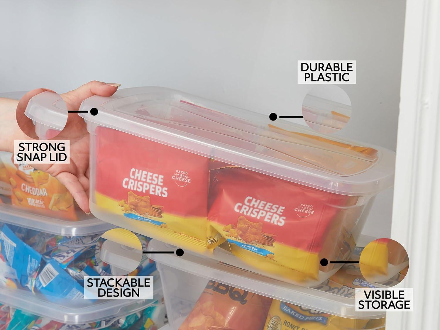 Killeryuki Cleverstore Clear 6 Qt, 12 Pack, Stackable Plastic Storage Containers with Durable Snapping Clear Lids, Visible Organization, Great for Closet, and Kitchen Storage, Organizing in the Home