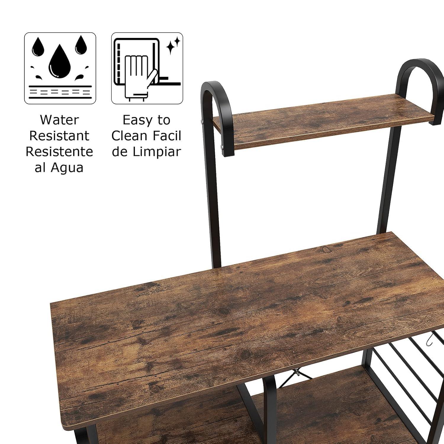 DlandHome Microwave Cart Stand 35.4 inches, Kitchen Baker's Rack Utility Storage Shelf Microwave Stand 3-Tier x 3-Tier for Spice Rack Organizer Workstation Shelf, Vintage