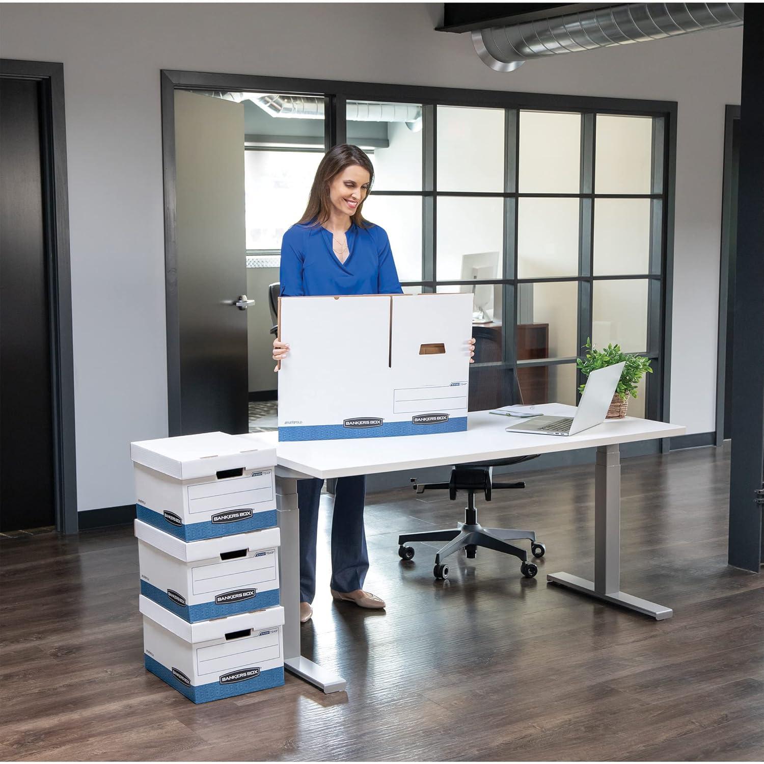 White and Blue Medium-Duty Letter Size Storage Box with Lid