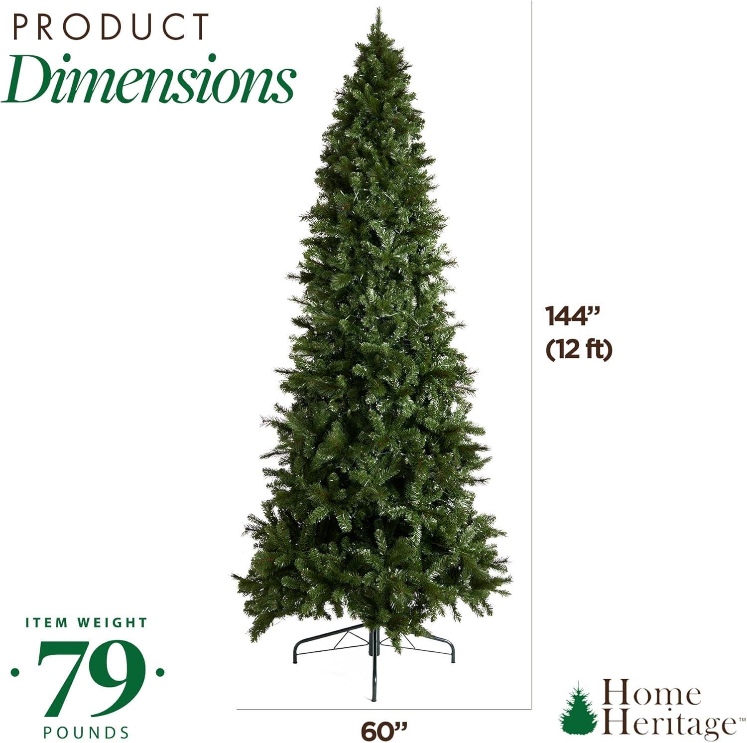 12-Foot Green Spruce Pre-Lit Christmas Tree with Multi-Color LED Lights