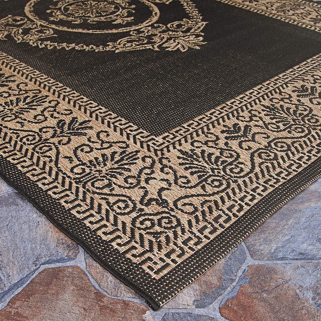 Couristan Recife Antique Medallion Area Rug, 7'6" x 10'9", Black-Cocoa