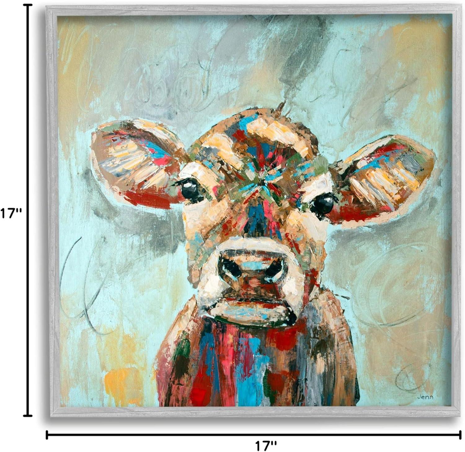 Stupell Industries Brushed Painting Cow Animal, 17" x 17"