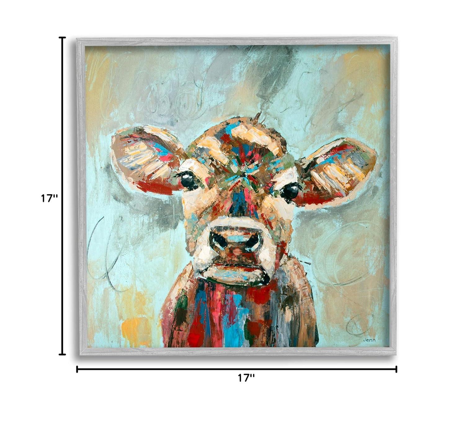 Stupell Industries Brushed Painting Cow Animal, 17" x 17"