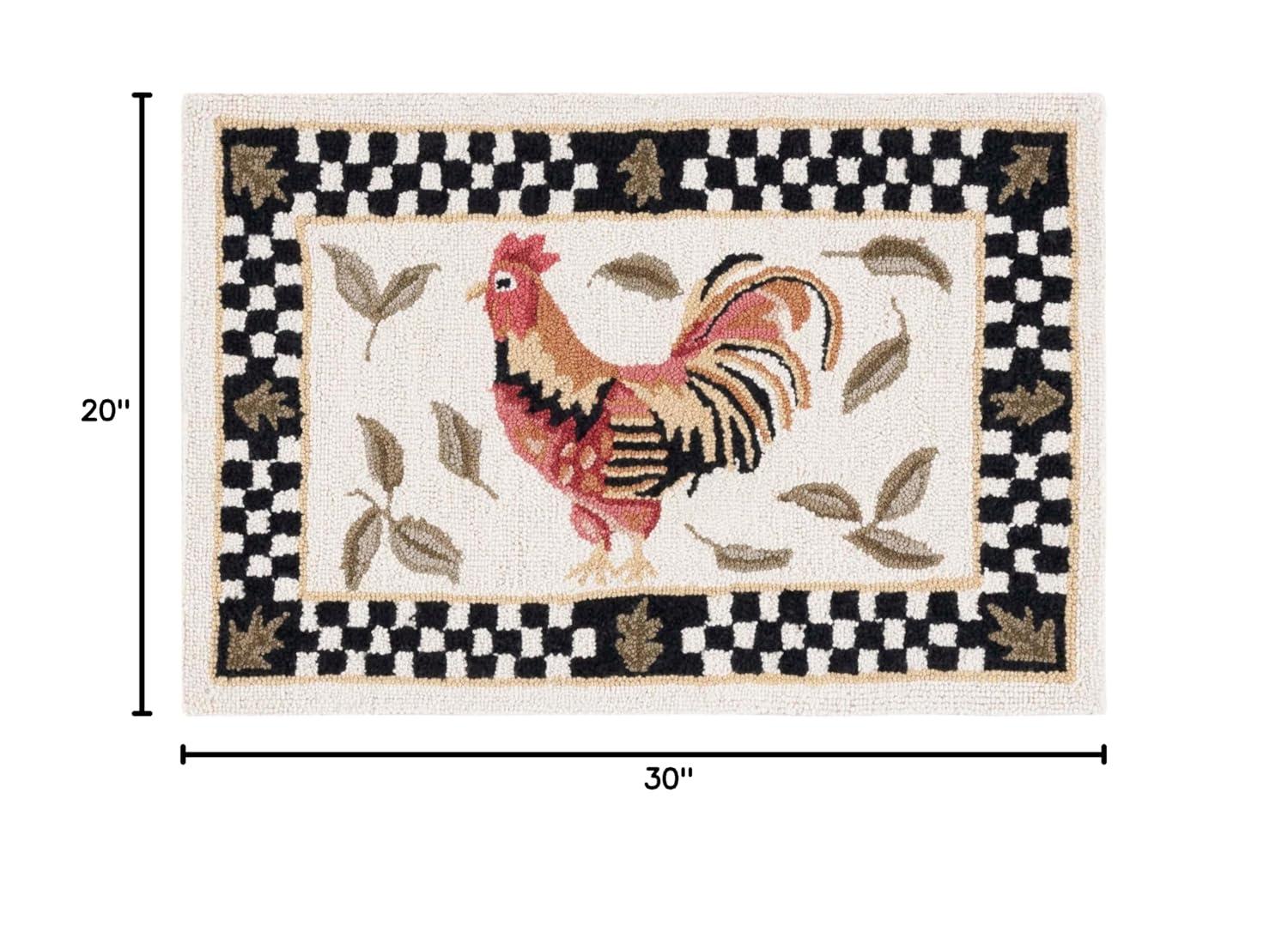 Safavieh  Hand-hooked Vintage Poster Ariadni Rooster Wool Rug.. Ivory/Black 1'8" x 2'6" Handmade 2' x 3' Indoor,Accent Living Room,Entryway,Dining