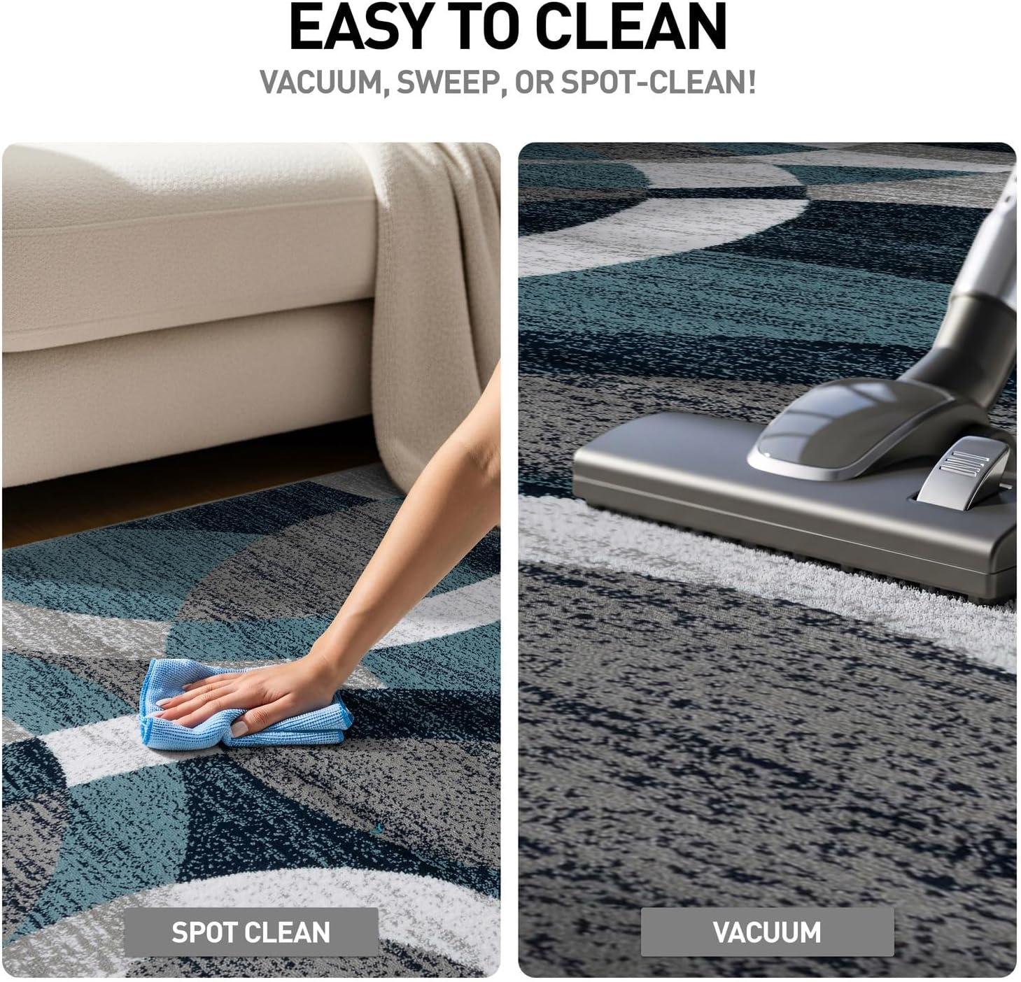 World Rug Gallery Geometric Circles Blue 6'6" Round Rug