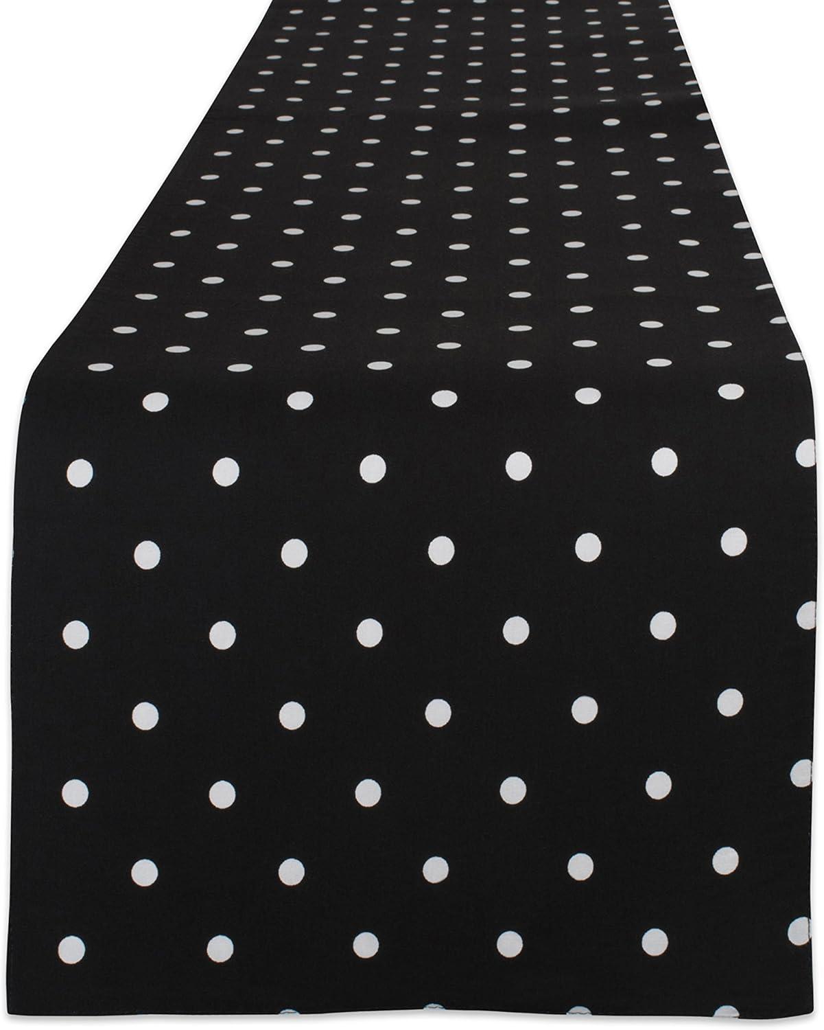 Black and White Reversible Cotton Polka Dot Table Runner 14x72