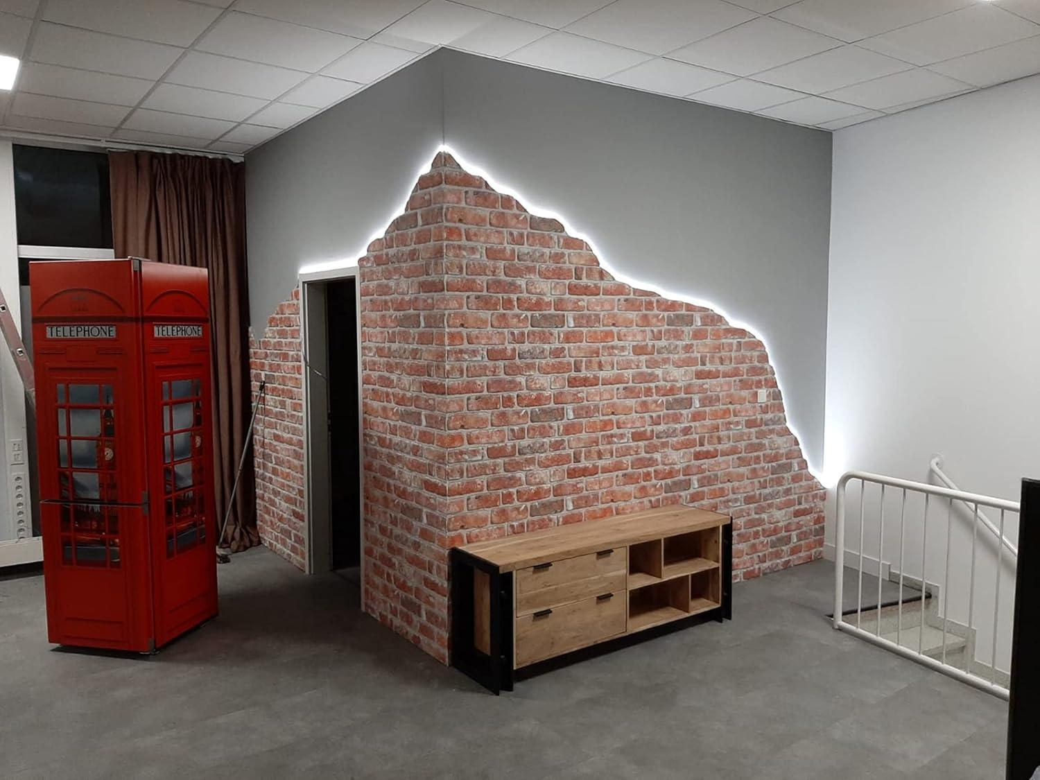 Dundee Deco 3D Wall Panels Brick Effect - Cladding Red Brown Stone Look Wall Paneling, Styrofoam, SAMPLE, Size 10 x 10 in.