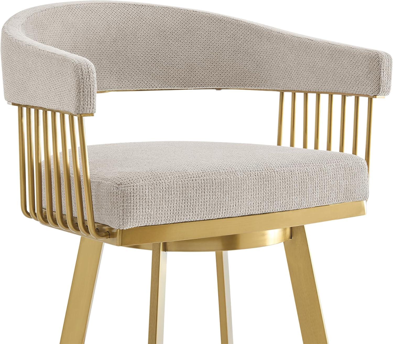 Chelsea 26" Swivel Counter Stool with Gold Brushed Stainless Steel and Taupe Fabric