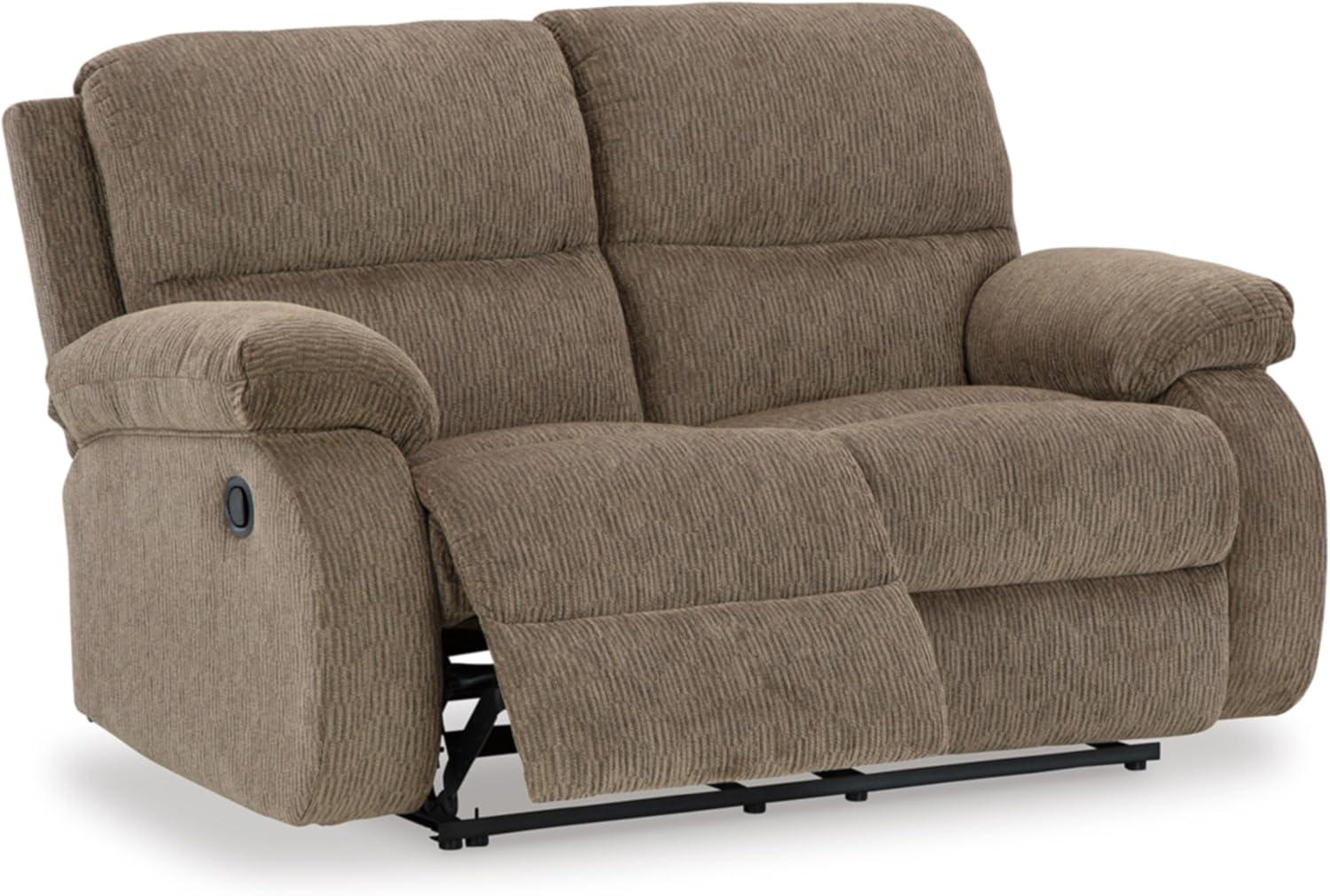 Light Brown Oak Fabric Manual Reclining Loveseat