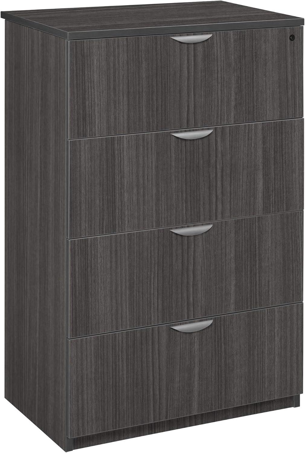 Ash Grey 4-Drawer Lockable Lateral File Cabinet