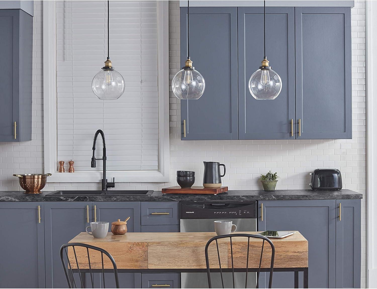 Antique Brass Primo Globe Pendant Light with Handblown Glass Shade