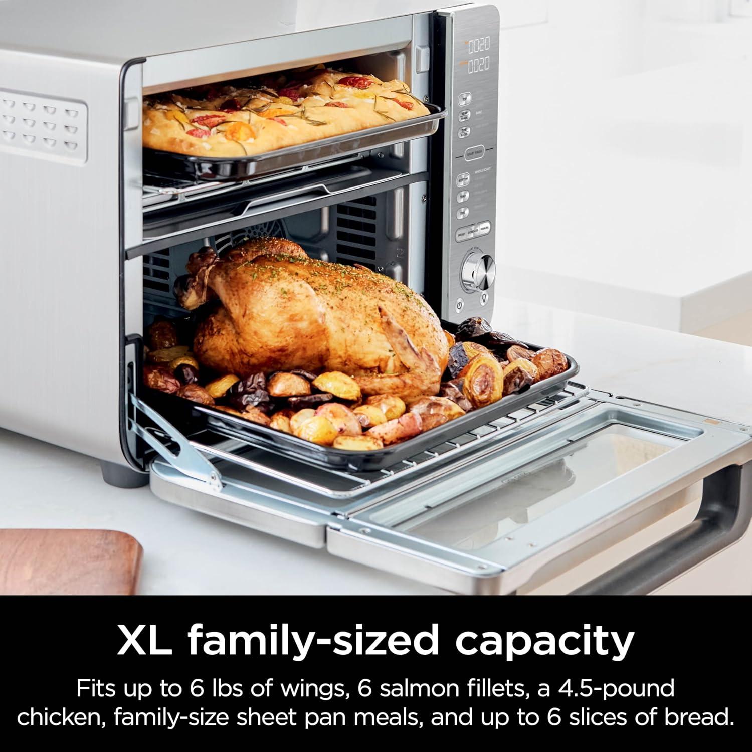 Stainless Steel Dual Basket Electric Countertop Oven and Air Fryer